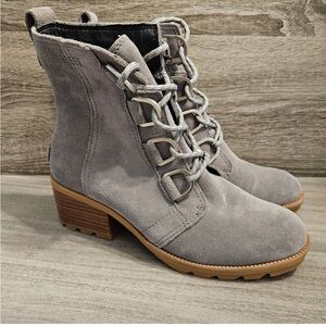 Sorel Gray Lace Up Suede Boots